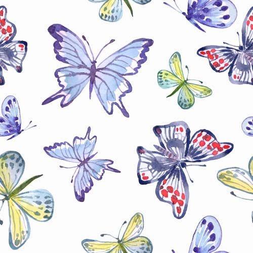 Vector butterflies seamless pattern design material 03  