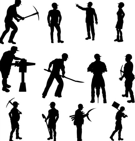 Vector workers silhouettes set 01  