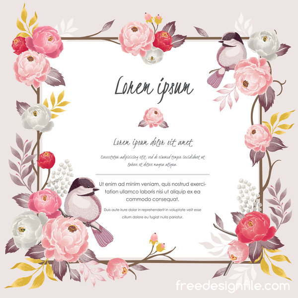 Vintage flower with greeting card for your text design vector 13  
