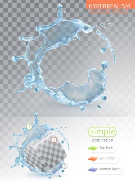 単純なアプリケーションのベクトルの 01 を使った透明な水のしぶき  