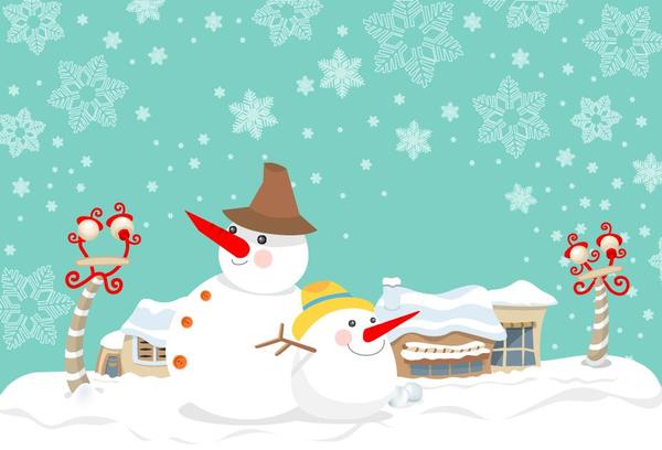 Winter snowman with christmas background vector  