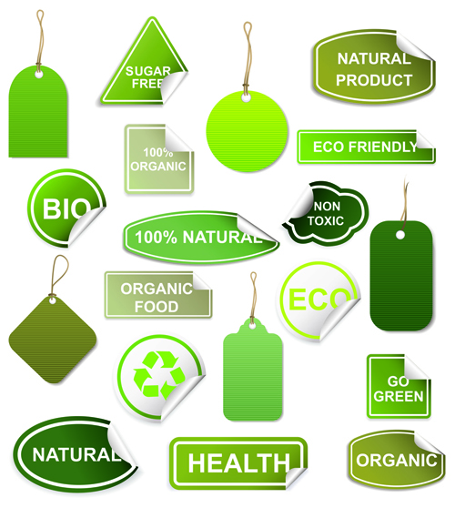 Set of Eco and Bio elements vector labels 04  