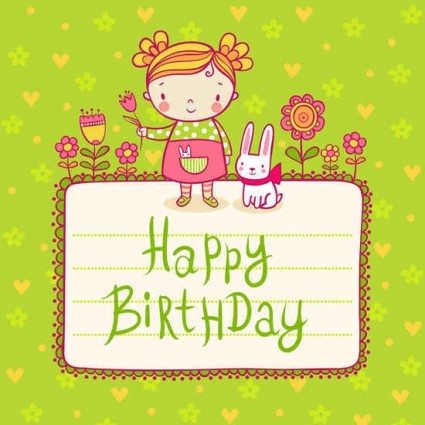 Cute kid birthday card templates vector  