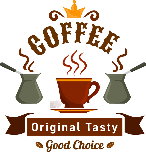 natürlicher Kaffee Etiketten Vektor-Design 04  