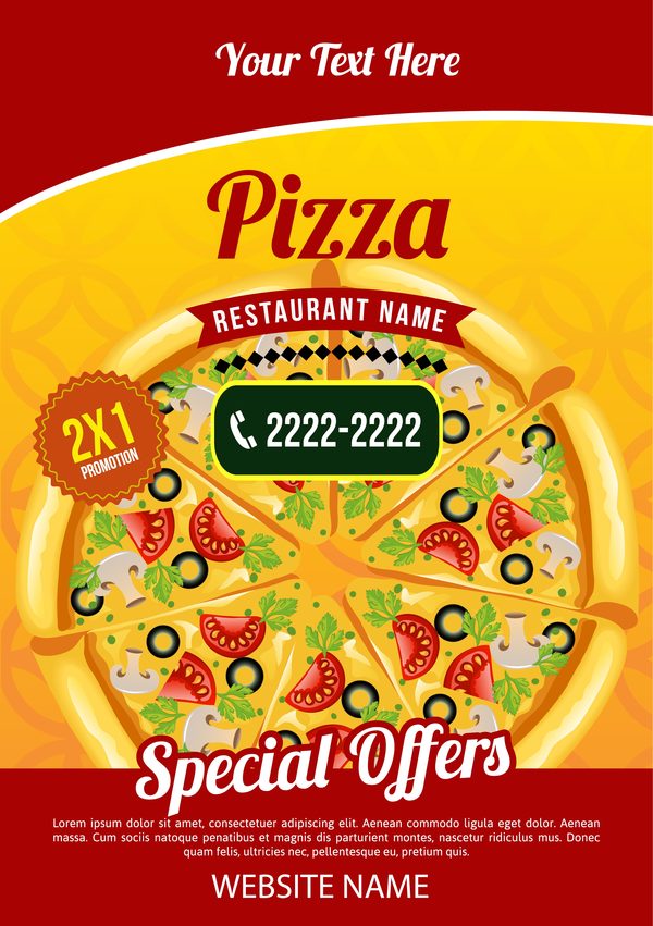 pizza poster template vector  