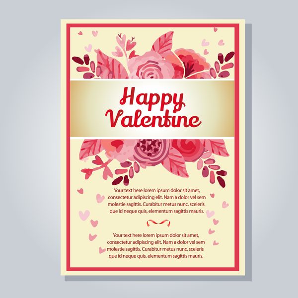 valentine letter with watercolor flower vector  