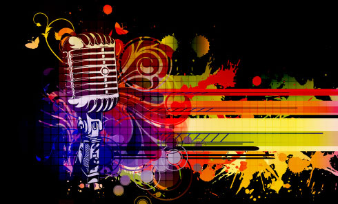 Music & mike Stylish vector background 03  