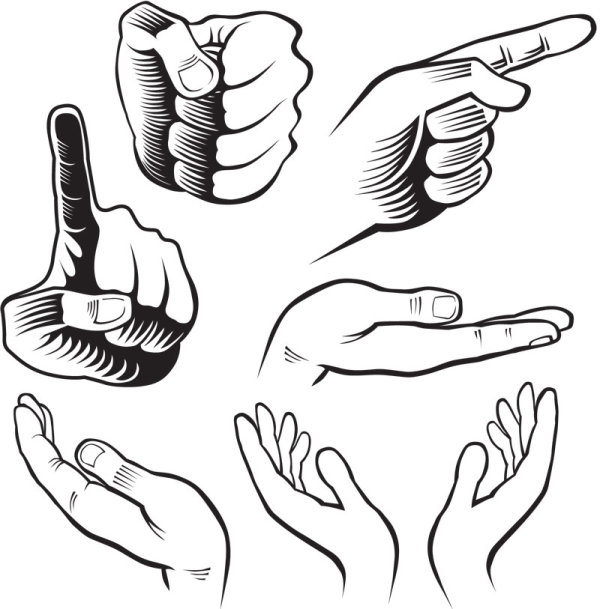 Hand drawn Gesture design elements vector 01  