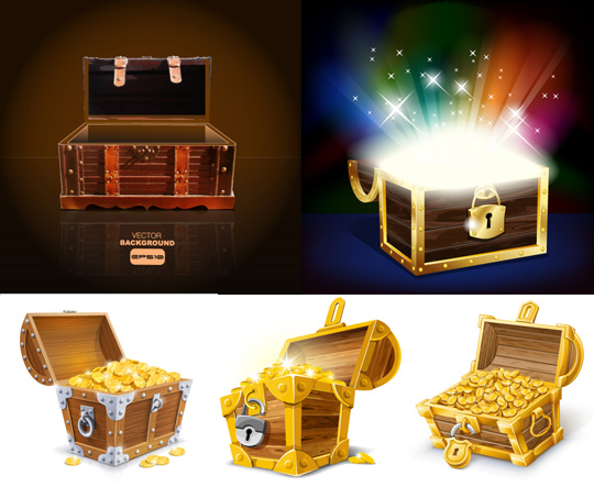 treasure box design elements vector  