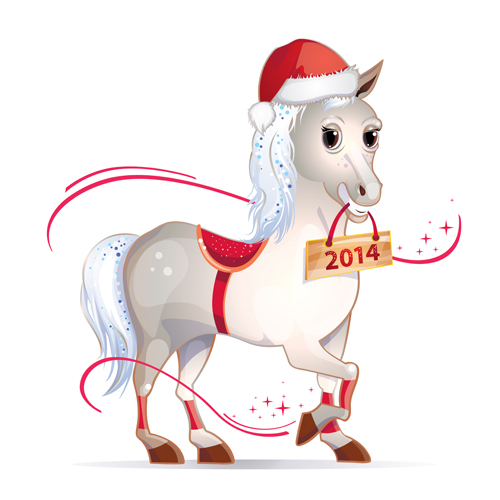 2014 クリスマス馬デザイン要素ベクトル 05  