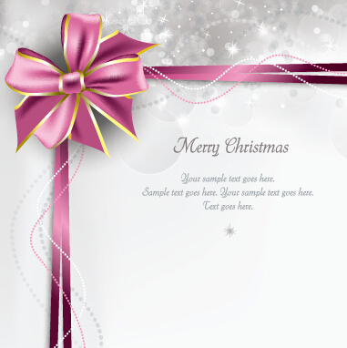 2015 Merry Christmas bow greeting cards vector 01  