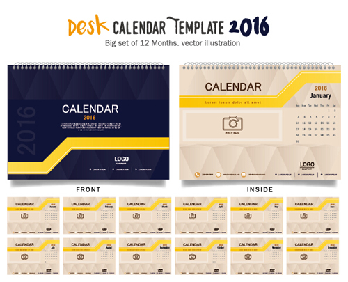 2016 New year desk calendar vector material 29  