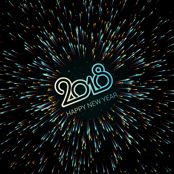 2018 nouvel an qui brille les vecteurs de fond 01  