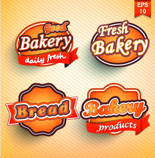 4 conception de vecteur de bonnes étiquettes de boulangerie  