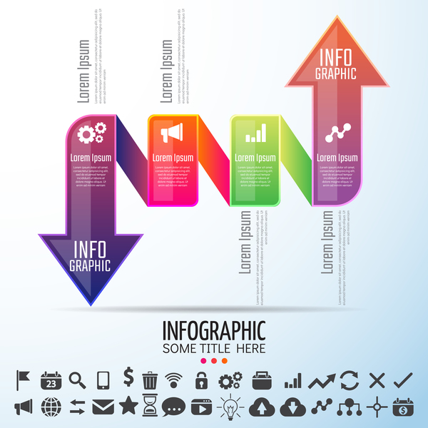 Arrow with ribbon infographic template vector 02  