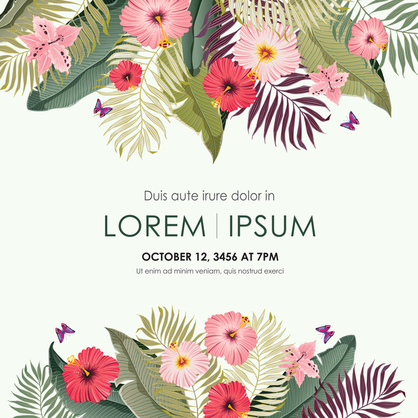 Autumn invitation card template with flower vector 10  