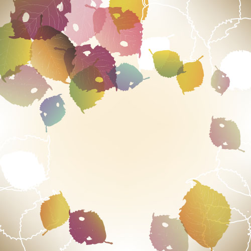 Autumn leaves with bokeh shiny background vector 03  