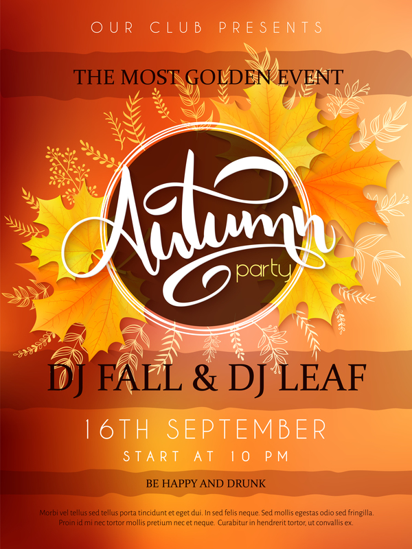 Autumn party flyer template vectors 02  