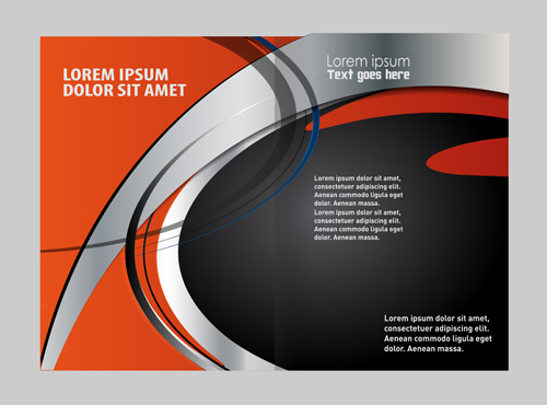 Black with red brochure cover template vector 10  
