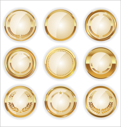 Blank golden texture badge vector 01  