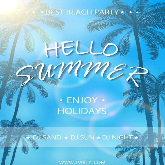 Blue background with summer party vector  