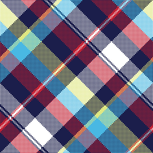Blau kariert Pixel Stoff Textur Musterdesign Vektor 02  