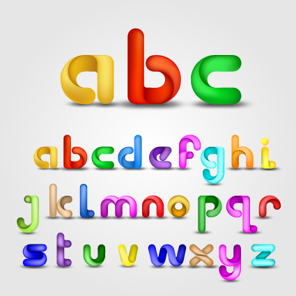 Various Bright colored alphabet design vector set 05  