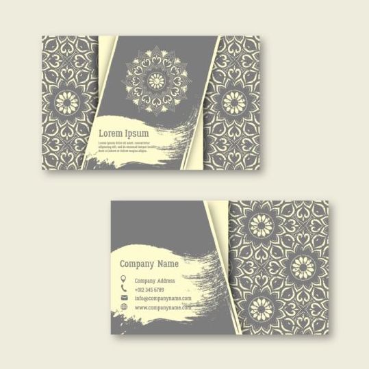 Business cards with mandala pattern vectors 06  