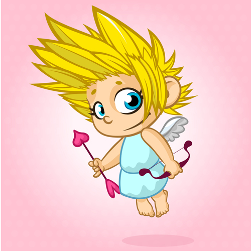 Cartoon cupid with bow vectors set 06  