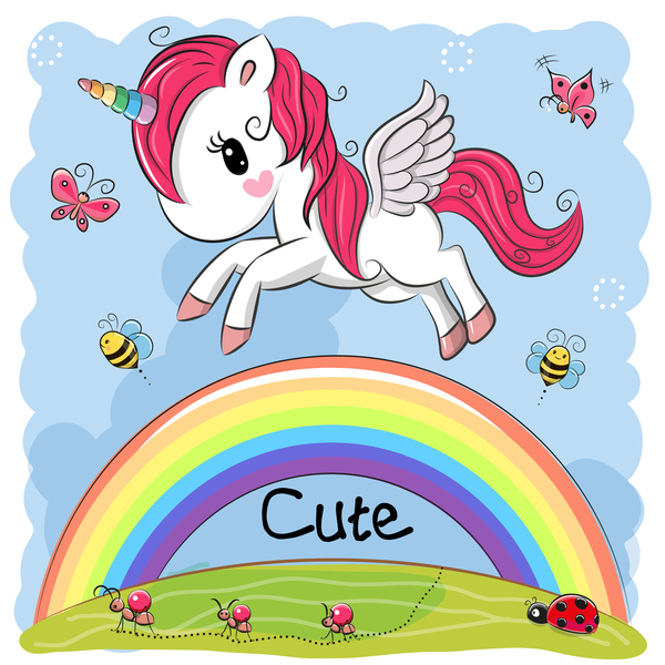Cartoon unicorns cute vectors 04  