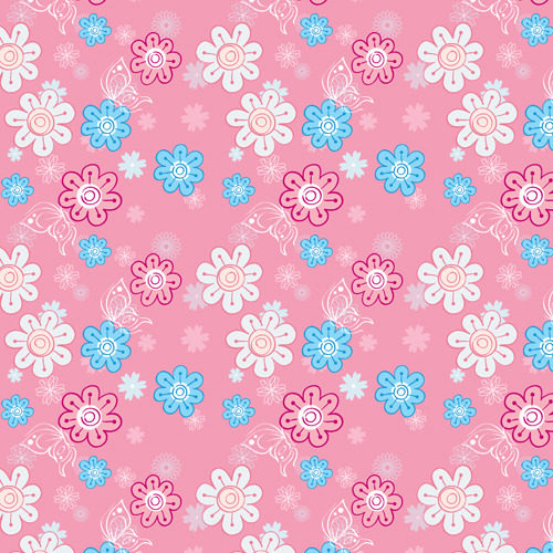 Children seamless pattern with flower vector 01  