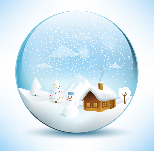 Christmas crystal ball with winter vector 12  