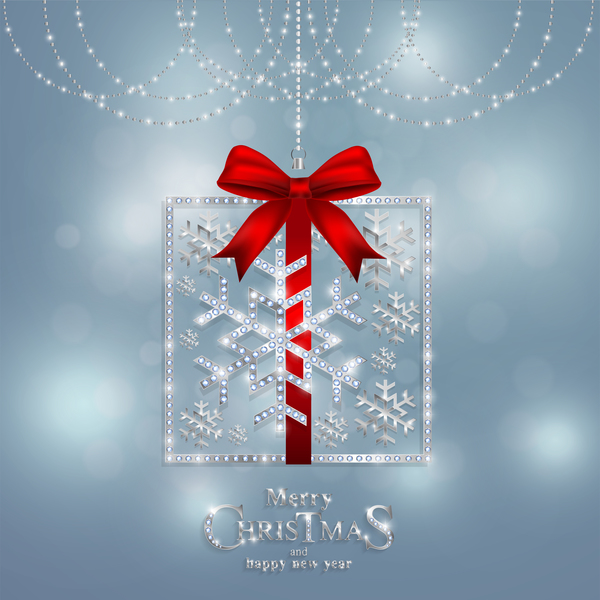 Christmas jewelry decor with new year decoration and red bows vector 02  
