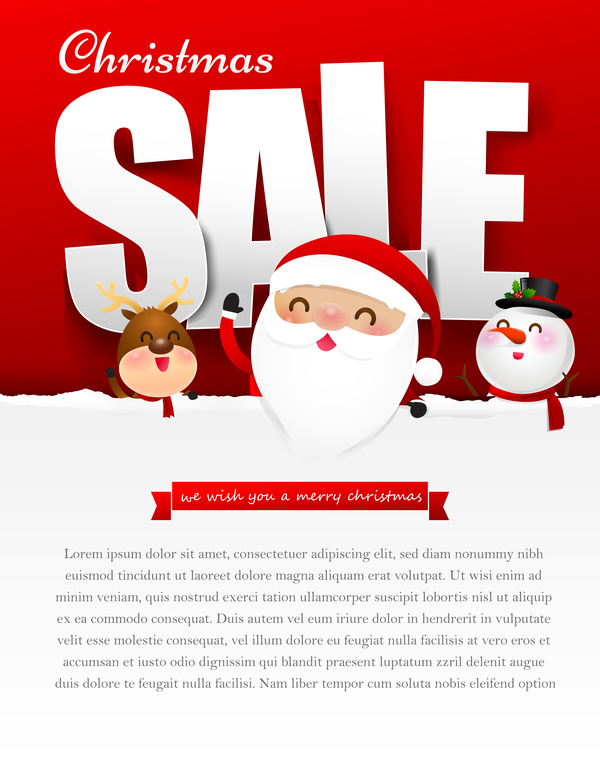Рождественские продажи плакат текст со снеговиком вектор 04  