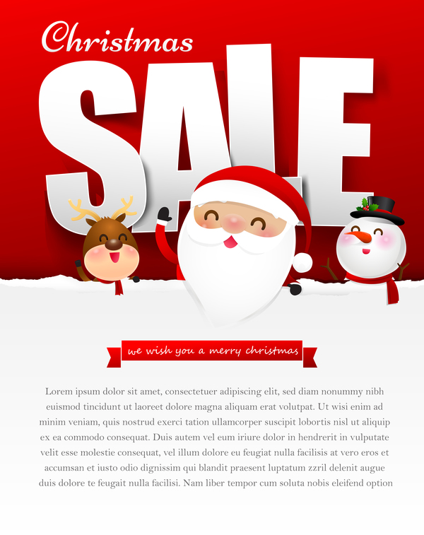 Christmas sale poster text with snowman vector 04  