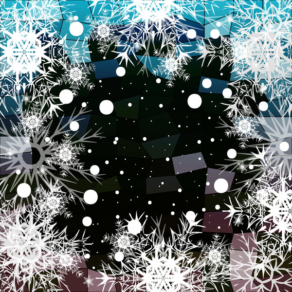 光沢のあるポリゴンの背景ベクトル24とクリスマスの雪片  