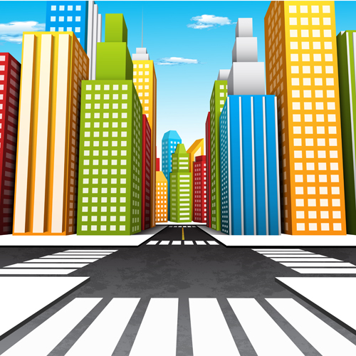 City skyscrapers design vector background set 01  