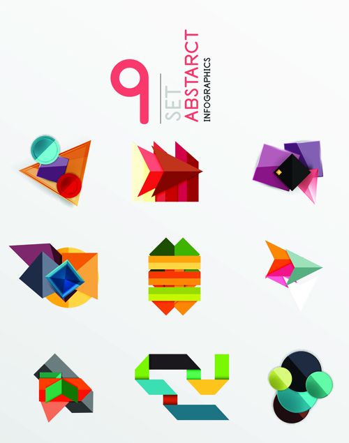 Colored origami infographic elements illustration vector 02  