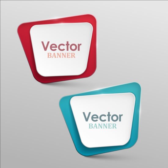 Colored paper banners set vector 04  