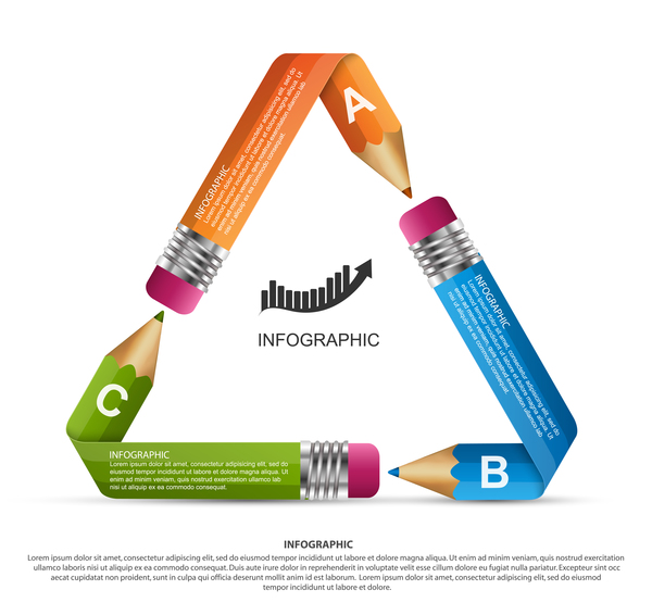 Farbiger Bleistift mit infographic Vektor 14 des Geschäfts  