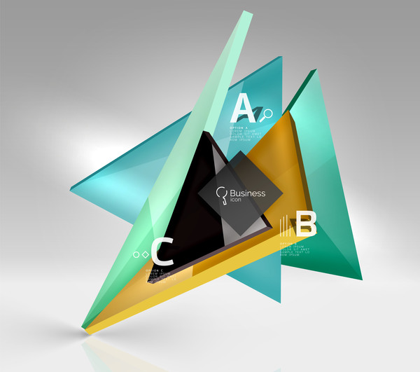 カラフルなガラスの三角形ビジネス テンプレート ベクトル 13  