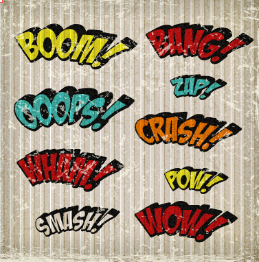 Comic styles text design vector material 01  