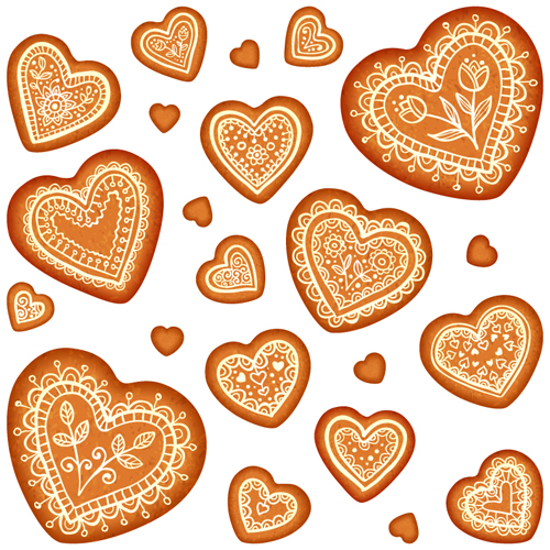 Cookie heart vector seamless pattern  