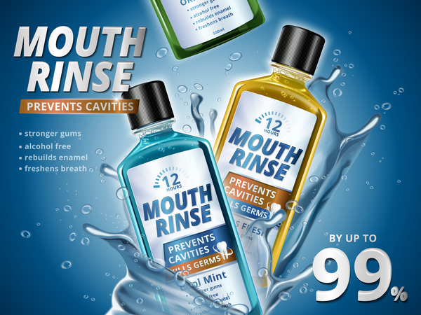 Creative mouth rinse ads template vector 05  