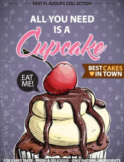 Cupcake vintage poster design vettoriali 18  