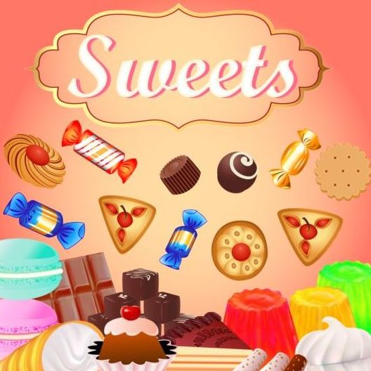 Niedliche Süßigkeiten süßen Hintergrund Vektor  