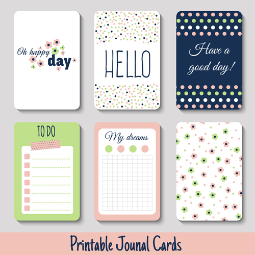 Cute journal cards vector material 06  