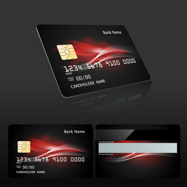 Styles sombre bank card template vecteur 02  