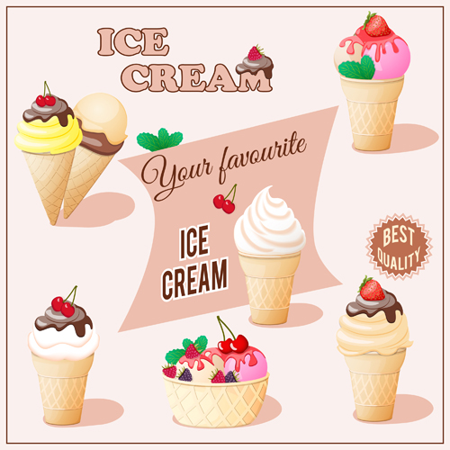 Different delicious ice cream vector  