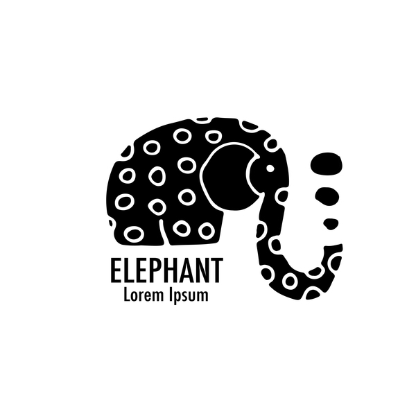 Logos d'éléphant avec vecotr floral décoratif 05  